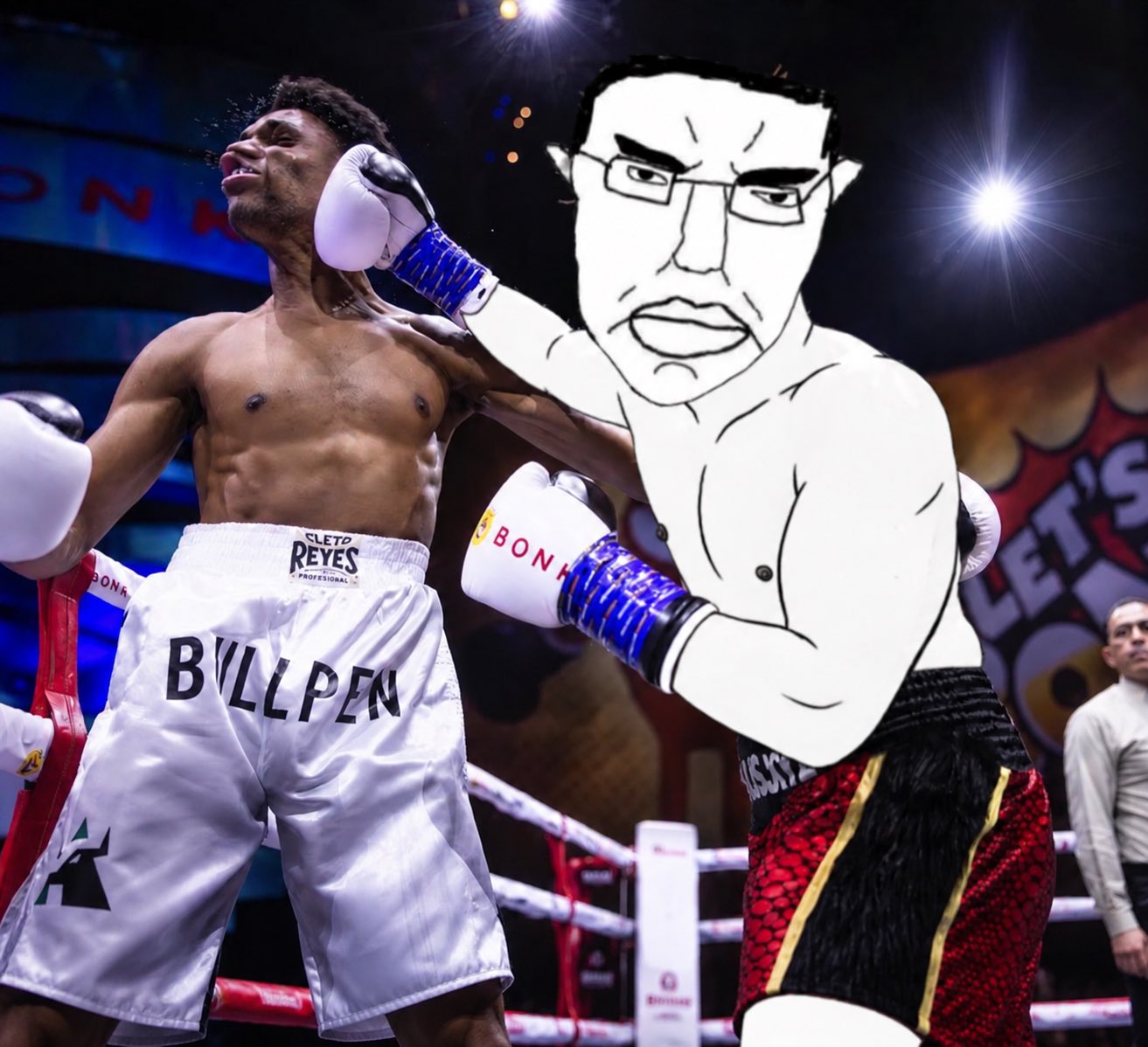 Chud as a boxer in a boxing ring